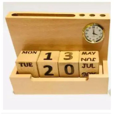 Clock Calendar with Card & Pen Holder
