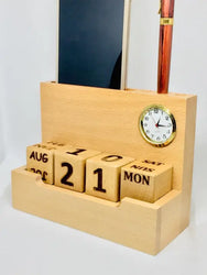 Clock Calendar with Card & Pen Holder