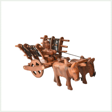 Wooden Cow Trolley Showpiece