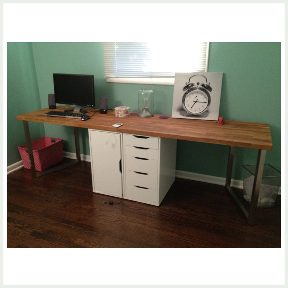 Mini computer table - small space workstation - multiwood